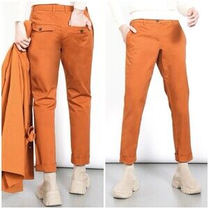 Wildfang Essential Trouser Pants Womens Size 2 Orange Slim Straight Ankle